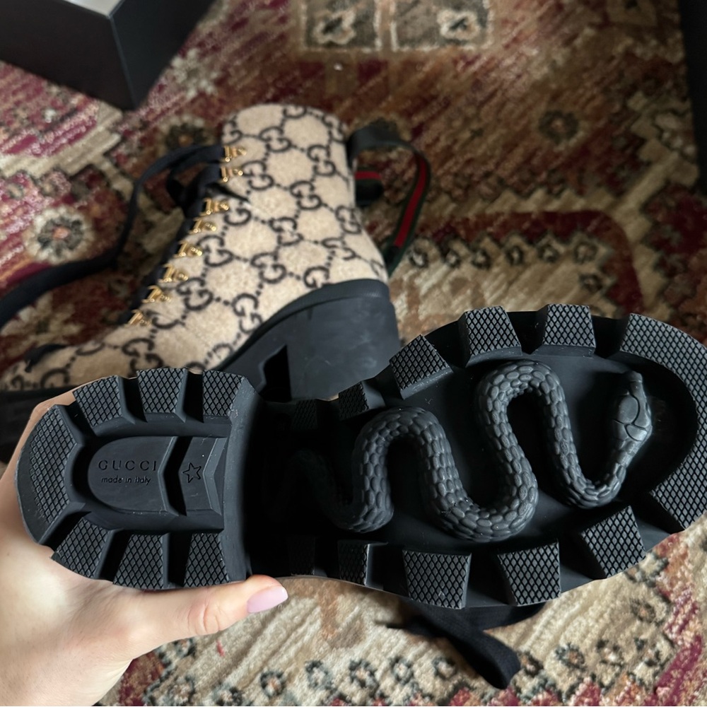 Gucci GG Monogram Wool Ankle Boots - Picture 5 of 6